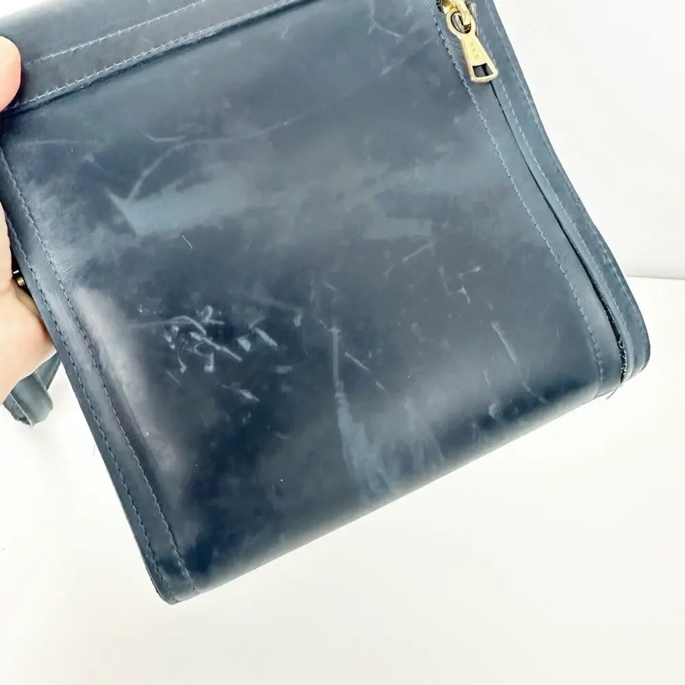 Coronado Leather Blue Leather Flap Messenger Crossbody Bag - Picture 4 of 11